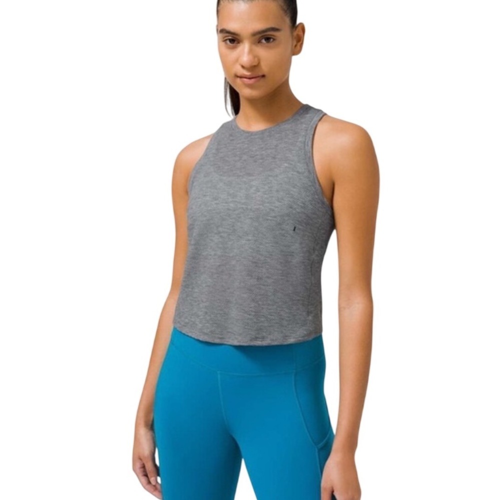 Lululemon Swiftly Speed Tank Top Heathered Grey Racerback Crop Athletic Women 4